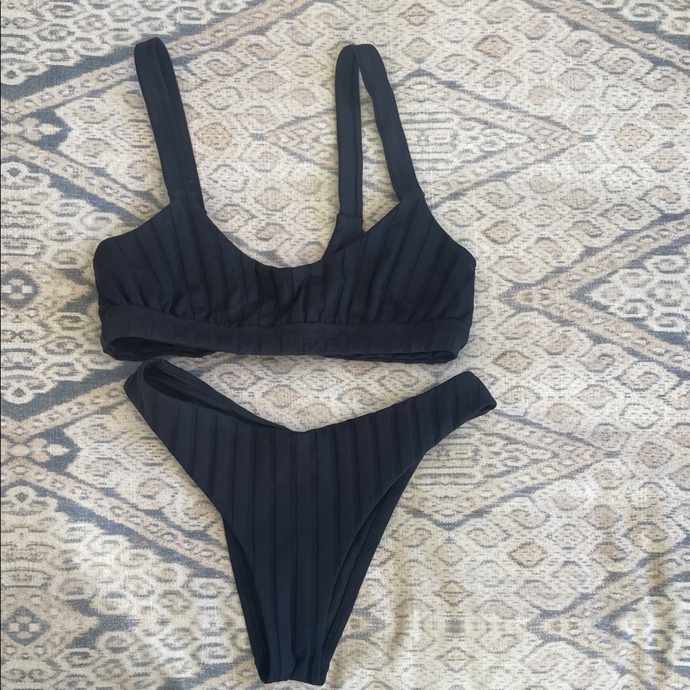 Vitamin A Black Ribbed Bikini Set